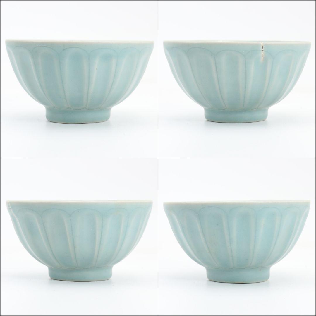 中国 青磁刻花蓮弁文鉢 茶碗　AT678