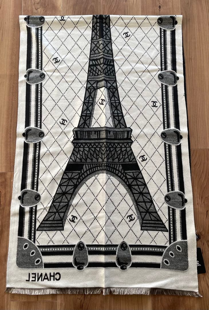 未使用 CHANEL エッフェル塔 ノベルティ マフラー ストール ブラック