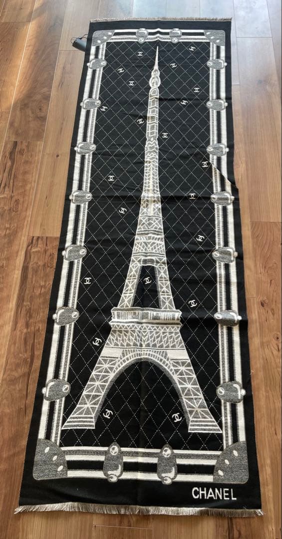 未使用 CHANEL エッフェル塔 ノベルティ マフラー ストール ブラック