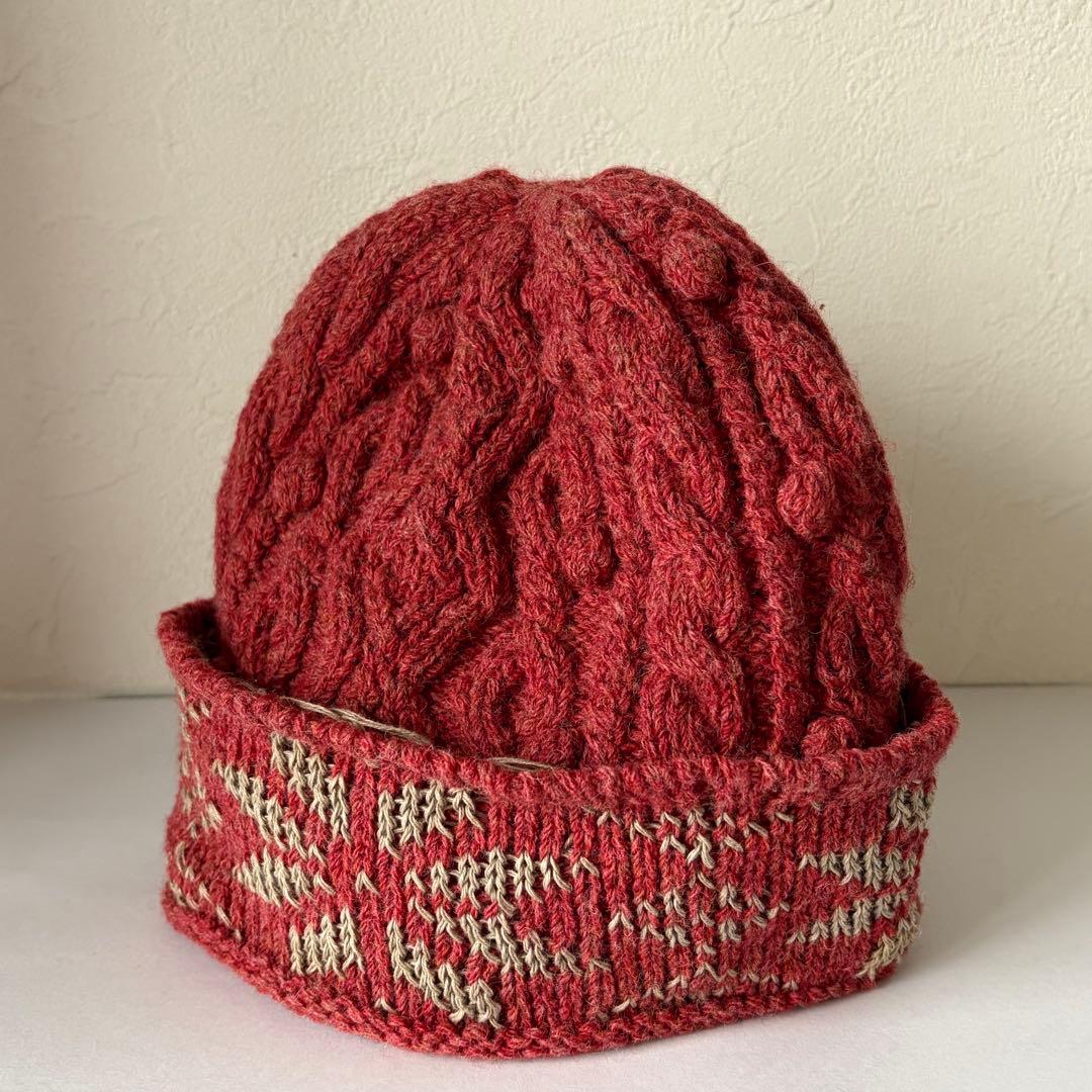 キャピタル ハンドニット フィッシャーマンキャップ 赤系 ニット帽 ビーニー