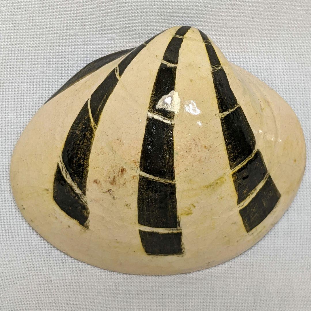 即中斎花押入り 田中波石 後楽園お庭焼 蛤香合 共箱 内金箔 茶道具 香道具