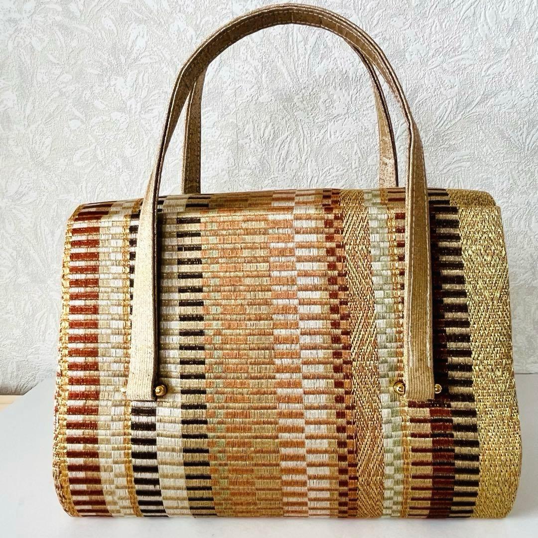 【極美品✨レア】利休バッグ　和装用バッグ　着物バッグ　織物　総柄　大容量