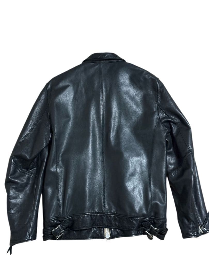 nano universe ブラックレザーシングルライダースジャケットXL