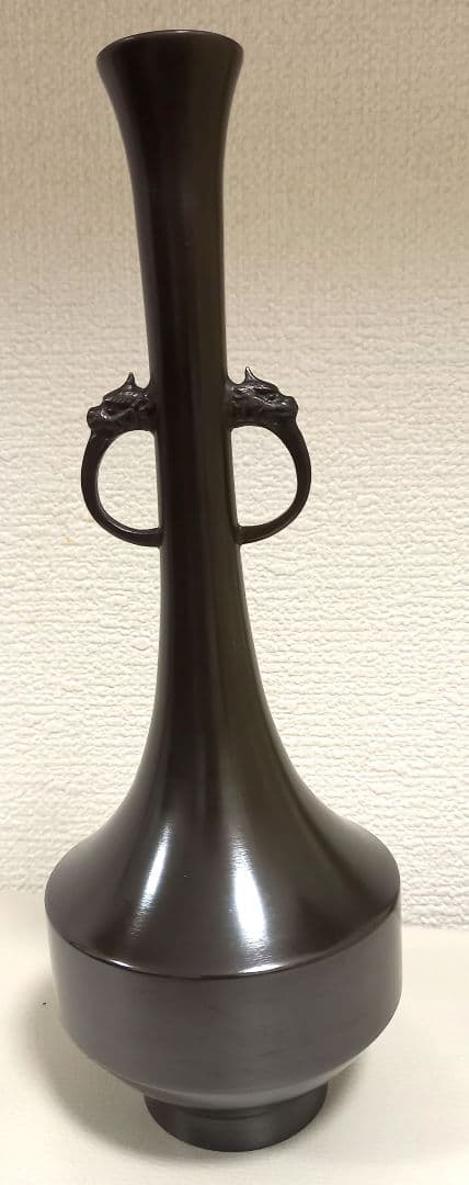 花入　唐銅　六弧耳付　金谷浄雲作