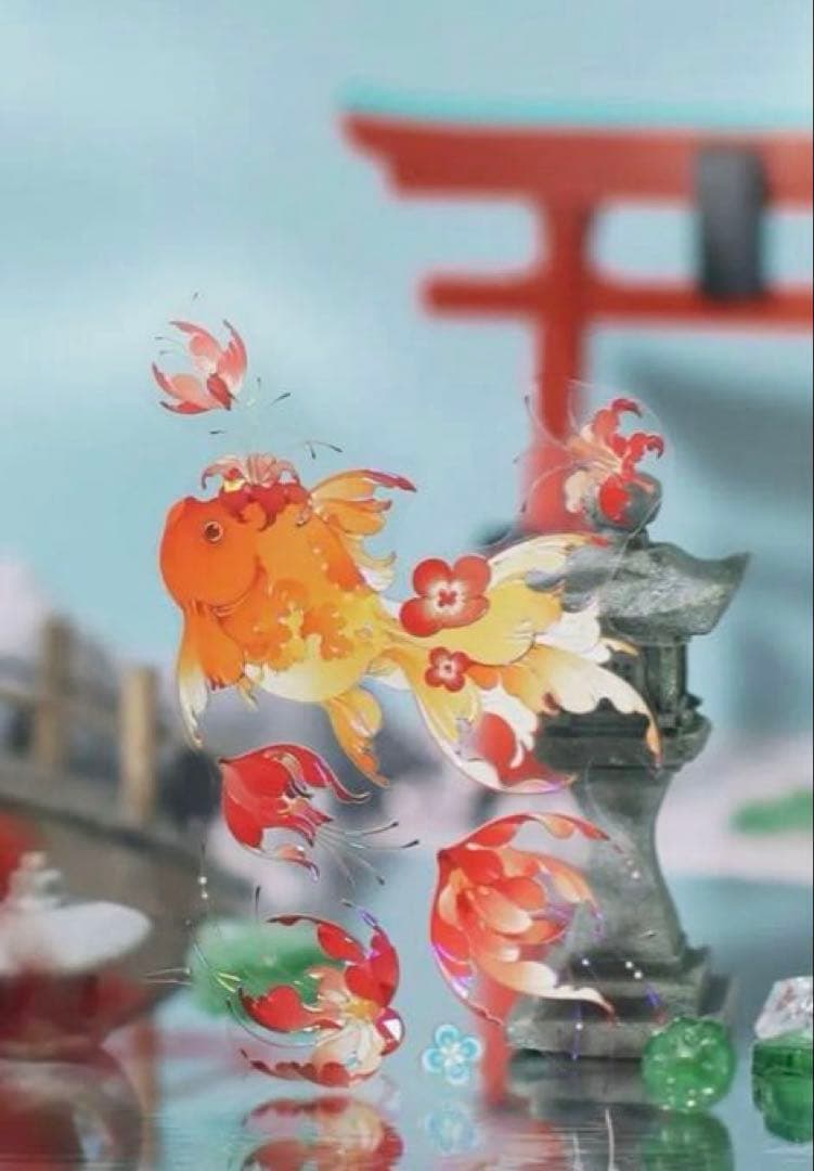 贝壳光 游鱼彼岸 6cm×10m 海外マスキングテープ　海外マステ　金魚　和柄