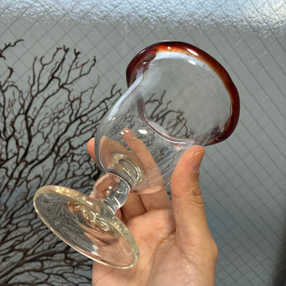 骨董　時代ガラス　ゆらゆら　花フチリップ　氷コップ　ウラン