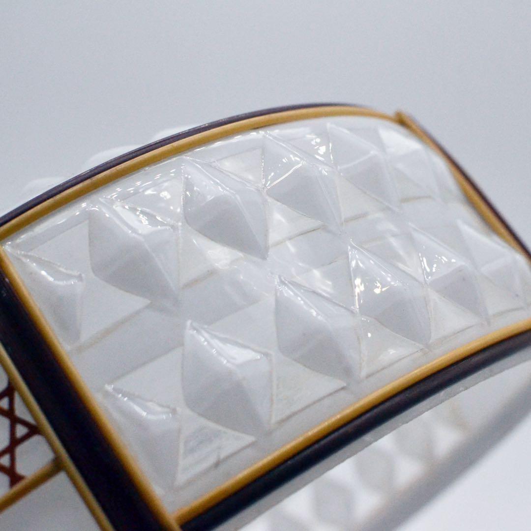 昭和レトロ　電笠 乳白ガラス　プレスガラス　セル巻き　幾何学 戦前〜昭和初期