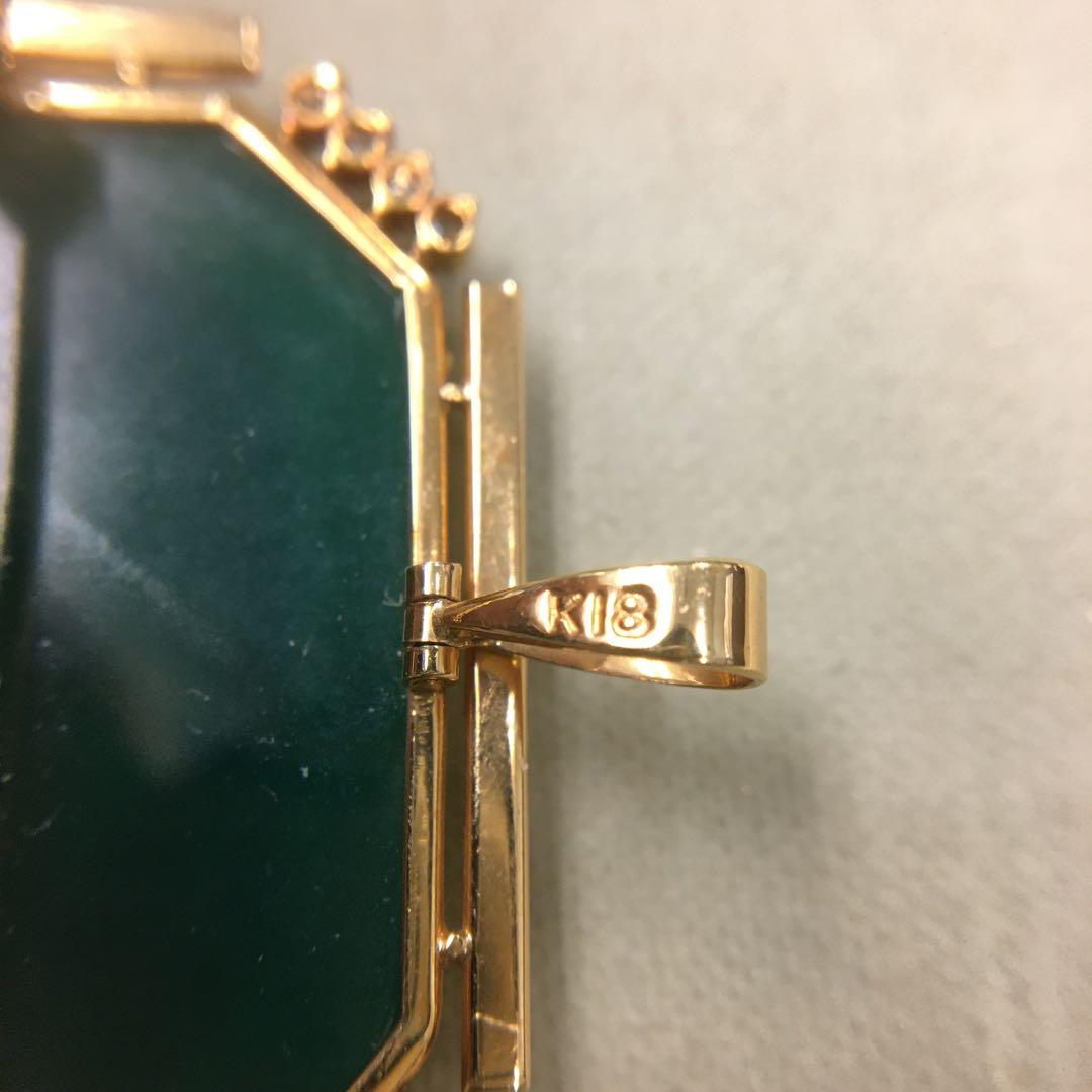 K18 カメオ　ダイヤ　ペンダントトップ ブローチ