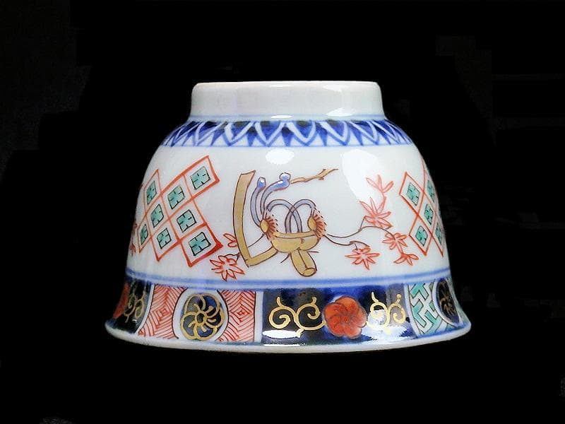 古伊万里　金襴手　烏帽子に紅葉の図　向付　４客　E203AS-BWg