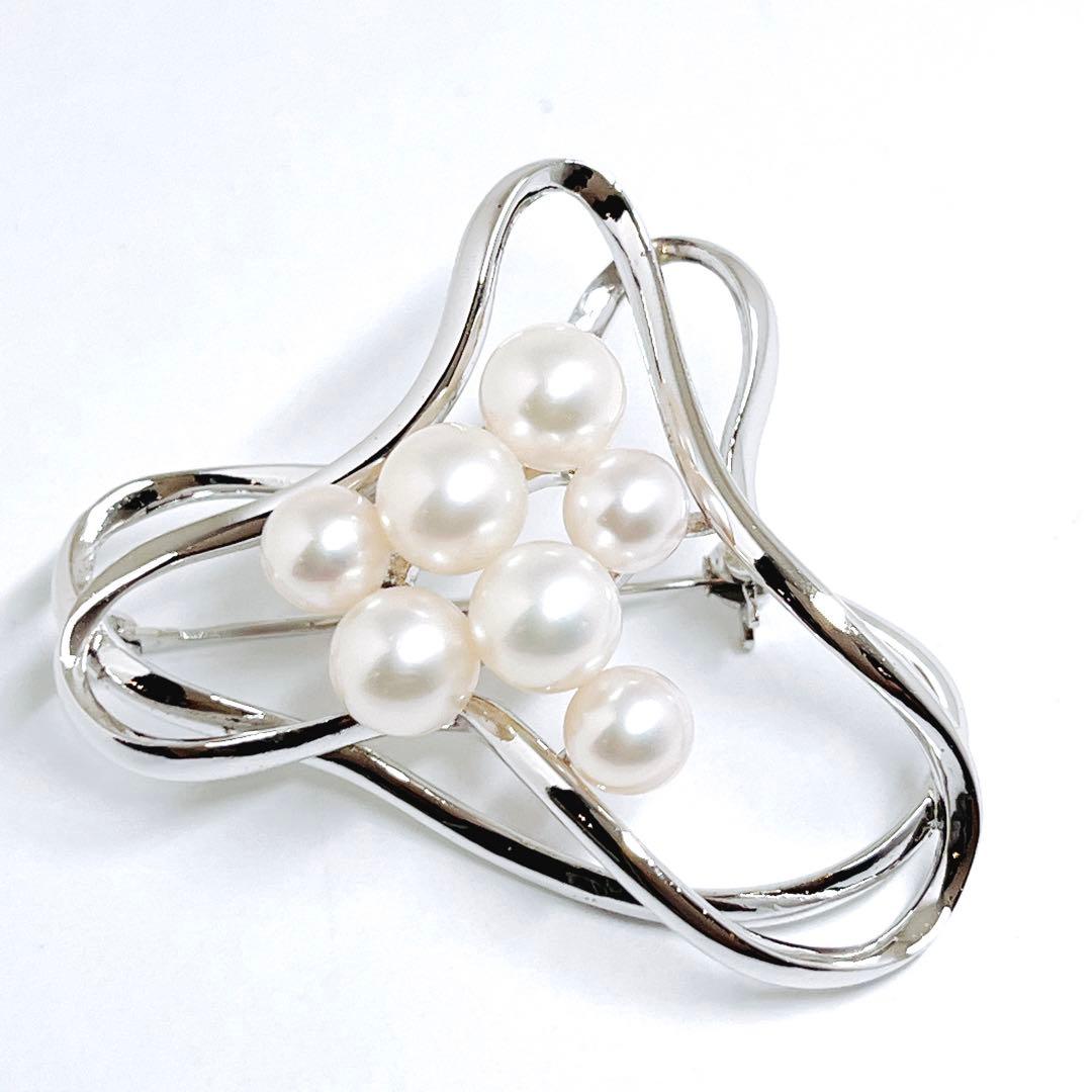 極美品✨MIKIMOTO ミキモト パール　ブローチ コサージュ　シルバー