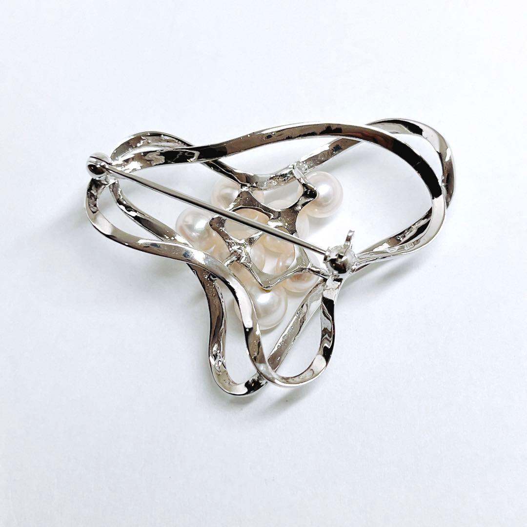 極美品✨MIKIMOTO ミキモト パール　ブローチ コサージュ　シルバー