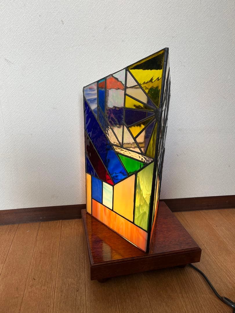 ステンドグラス ランプ ライト レトロ 店舗 ナイトランプ 杢目 ステンドガラス