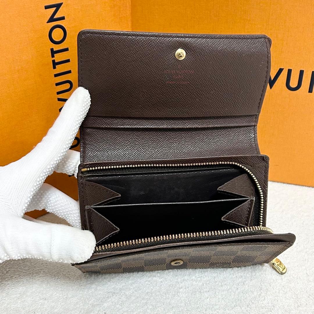 ルイヴィトン　ダミエ　二つ折り財布　トレゾール　ポルト