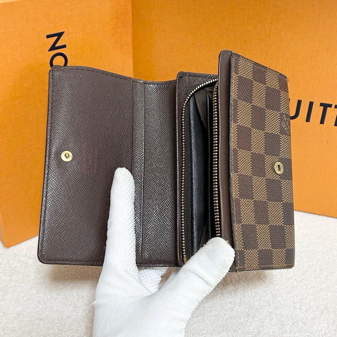 ルイヴィトン　ダミエ　二つ折り財布　トレゾール　ポルト