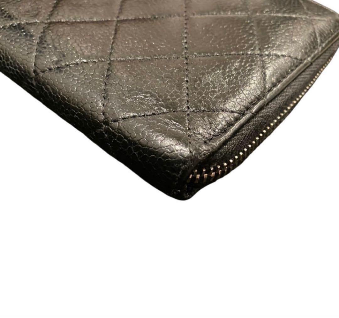 【極美品】CHANEL キャビアスキン　マトラッセ　ウォレット　ココマーク　財布