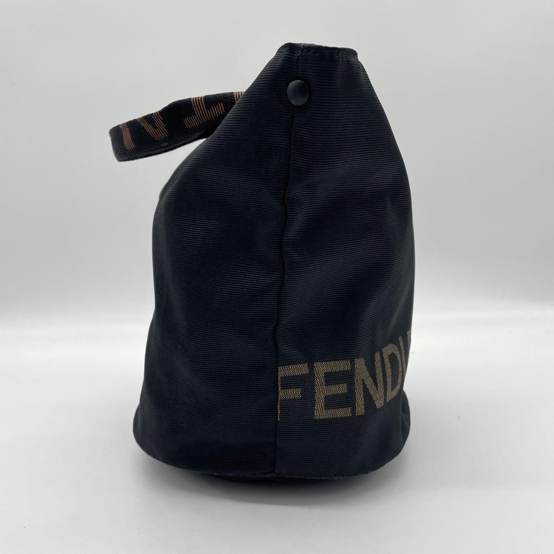 【美品】フェンディ　ミニトート　ハンドバッグ　ナイロン　バケット型　ロゴライン