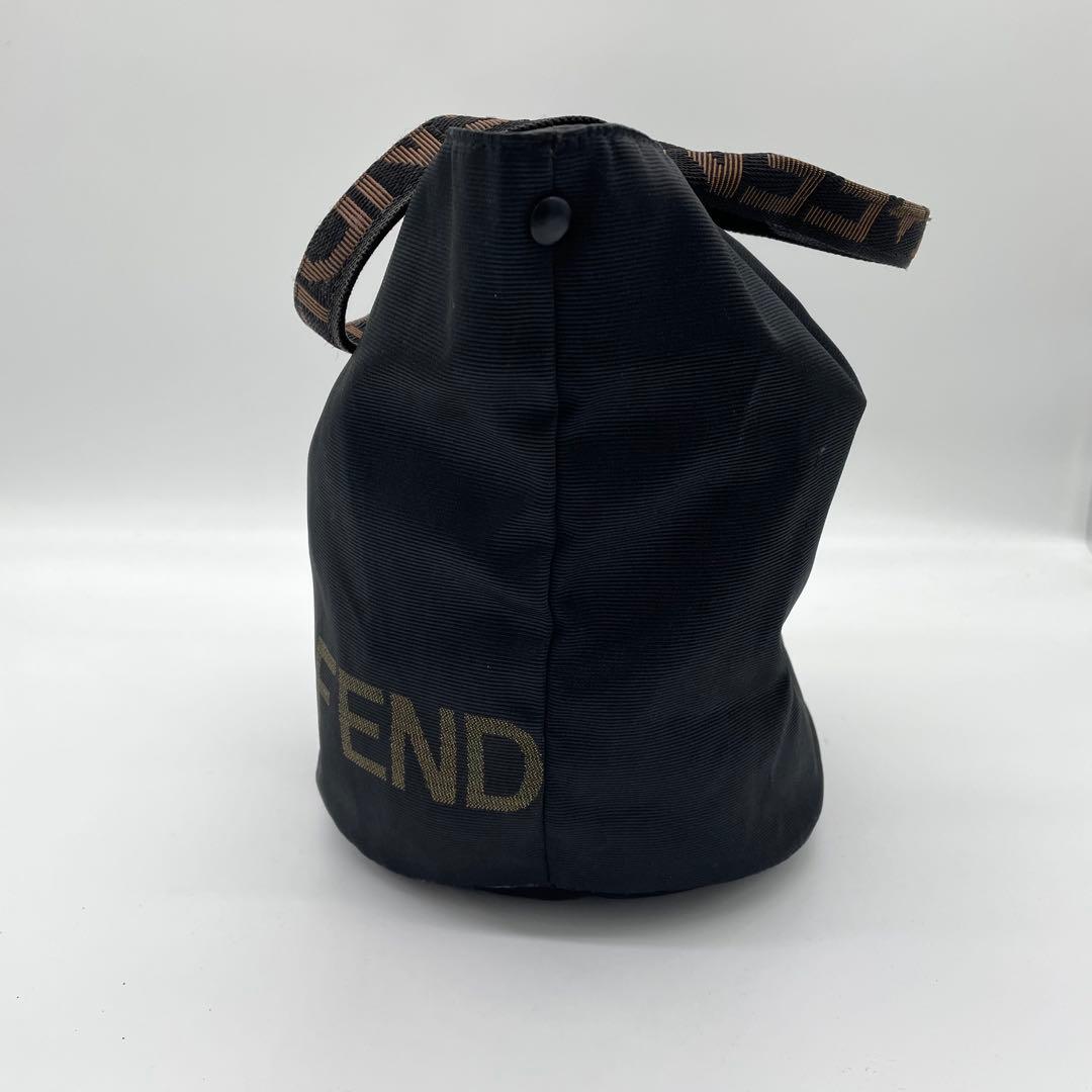 【美品】フェンディ　ミニトート　ハンドバッグ　ナイロン　バケット型　ロゴライン