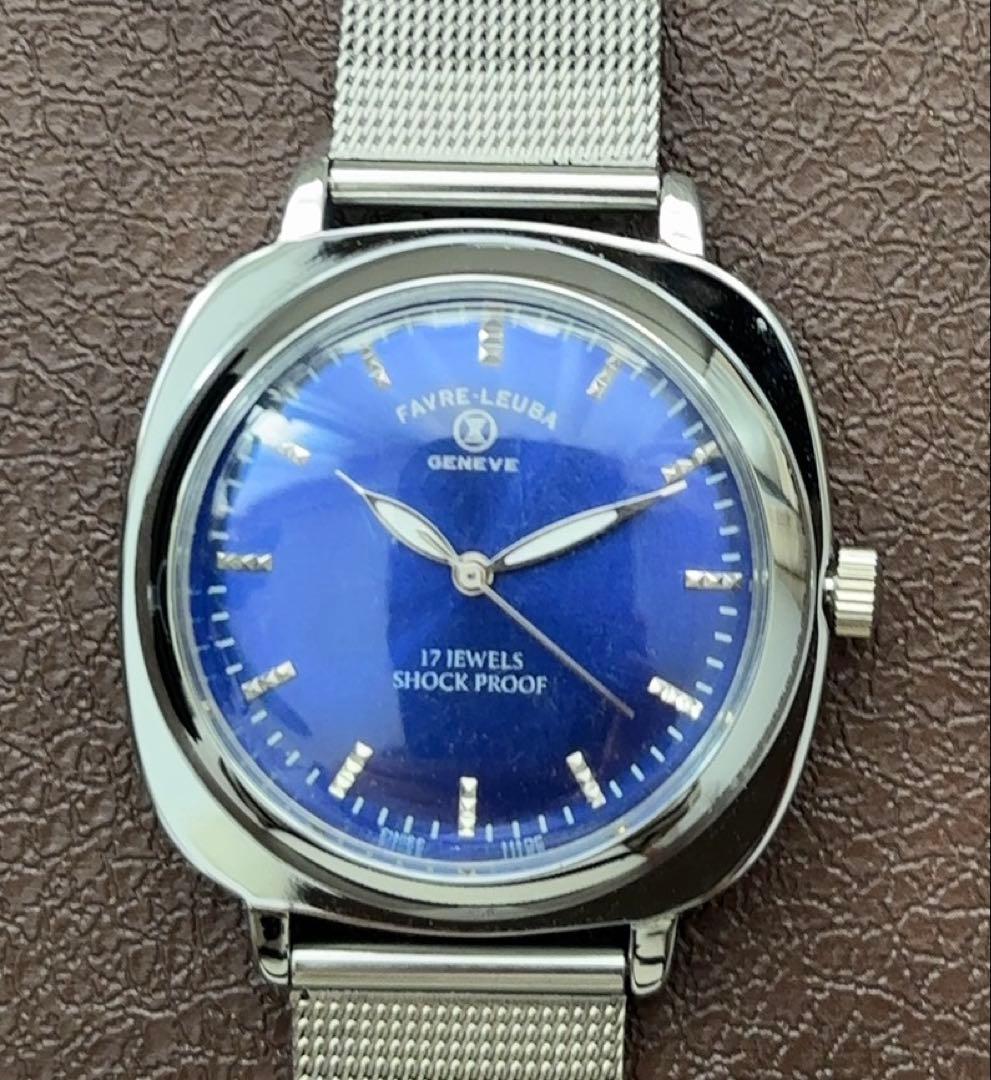 ヴィンテージ FAVRE-LEUBA 手巻き時計 ブラック メンズ腕時計