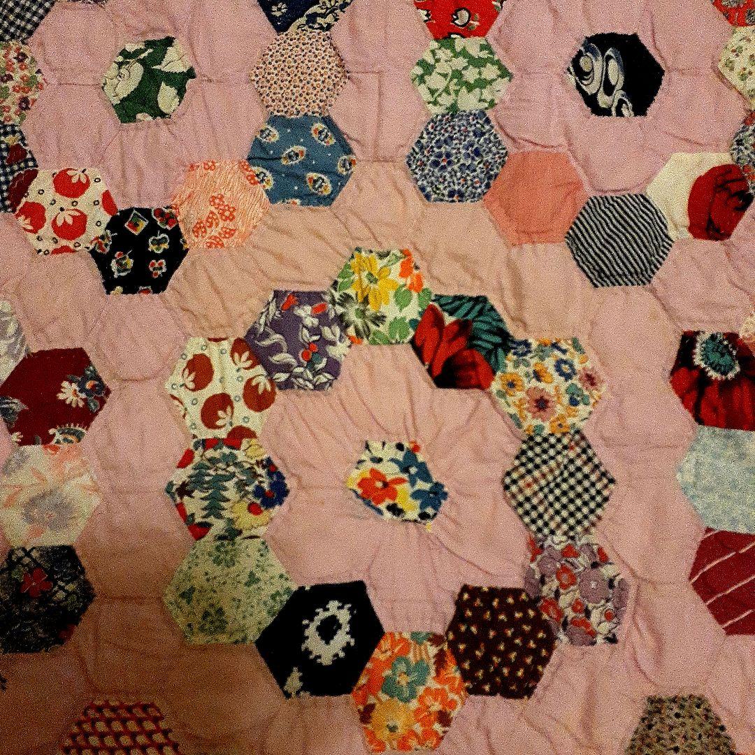 ⭐超美品！手縫いアンティークキルト　68 A-1