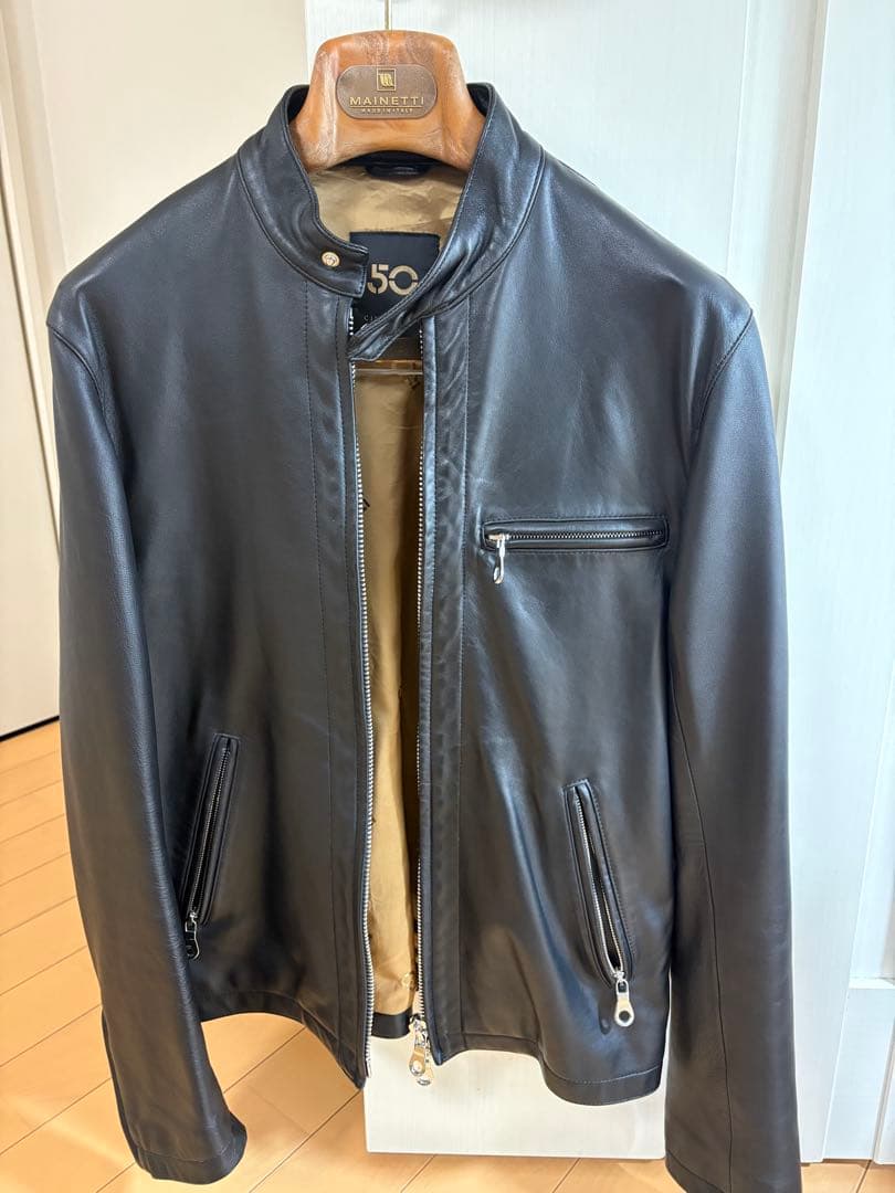 t*9様 CINQANTAブラックレザージャケット シングルライダース サイズ4