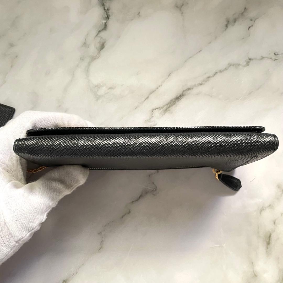 PRADA プラダ サフィアーノ 長財布 フラップ　2つ折り　極美品0119-①