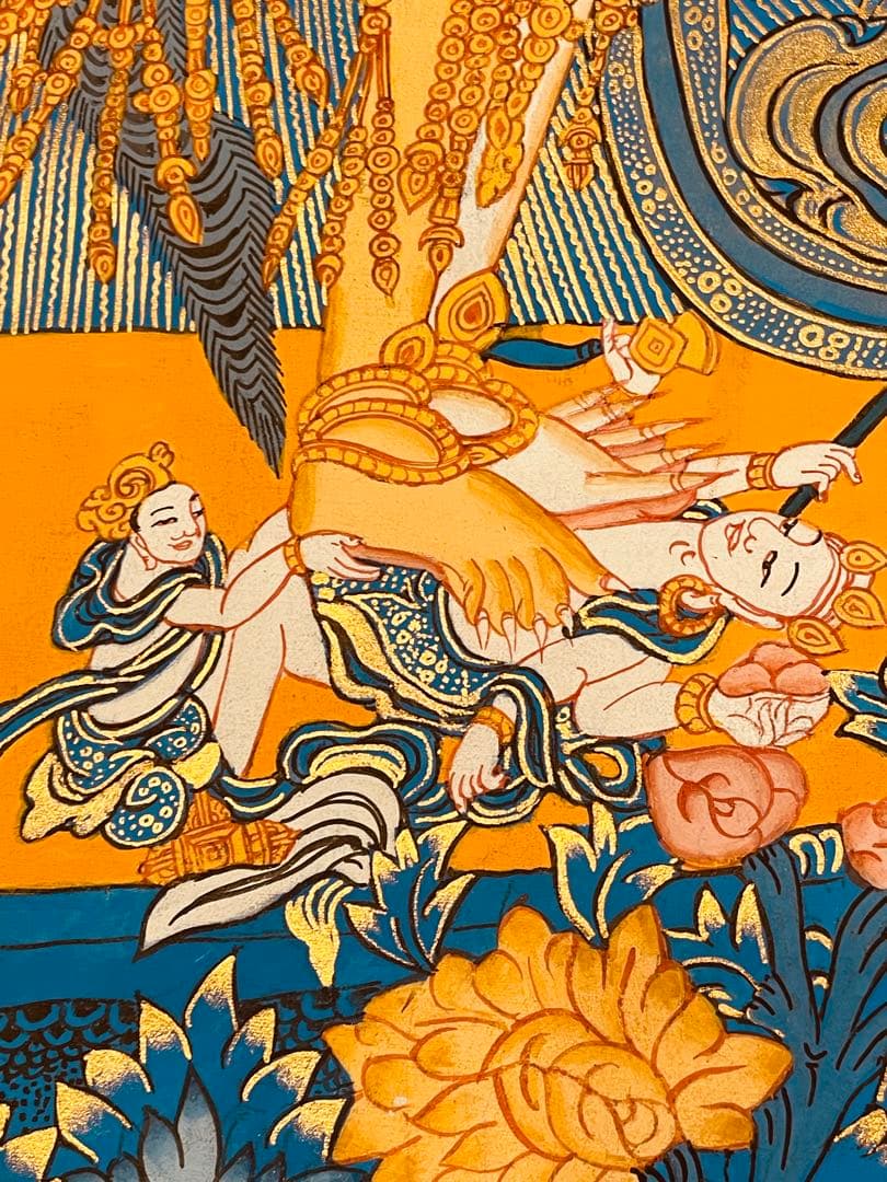 一点物 カーラチャクラ 曼荼羅 時輪金剛 手描き 約76.5 × 約53.5