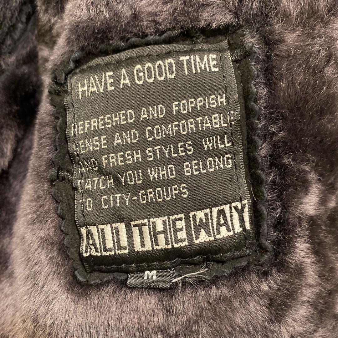 ムートンジャケット ブラック パッチワーク 羊革 B-3タイプ 韓国製 メンズM