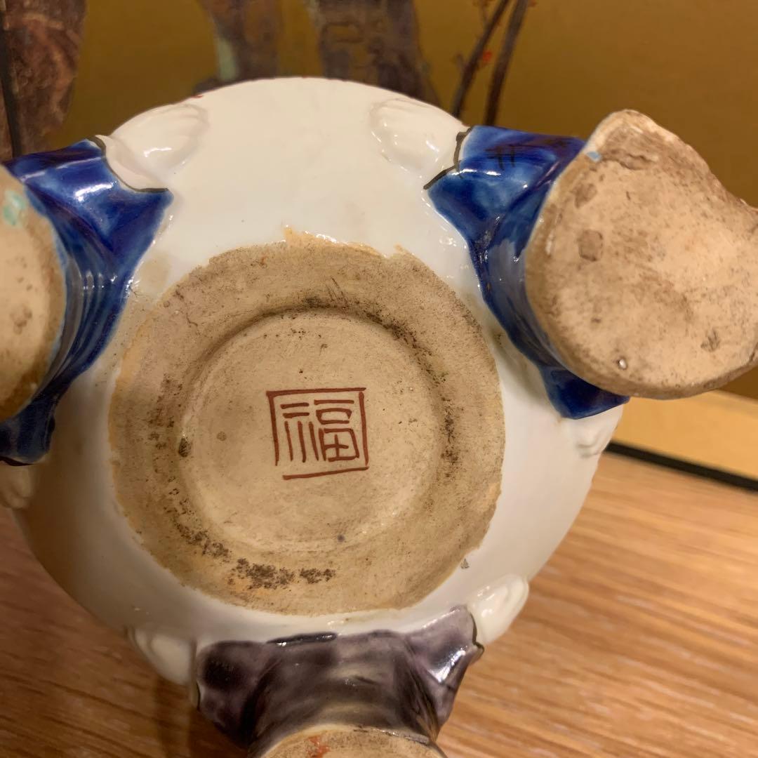 アンティーク　色絵三足香炉　1客　6