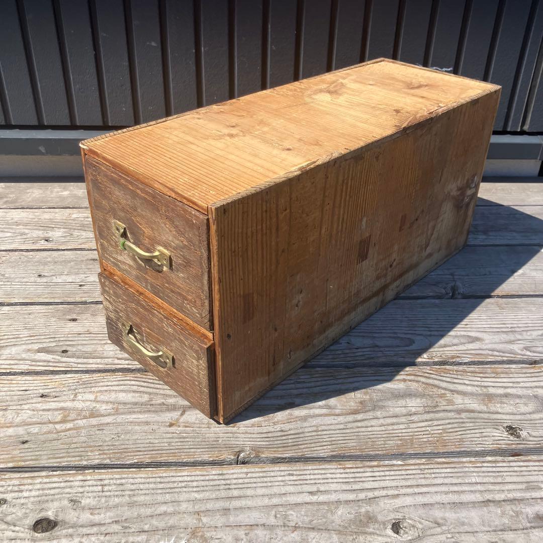 昭和レトロ アンティーク 古家具 道具箱 木製チェスト 2段 ミニ箪笥 タンス