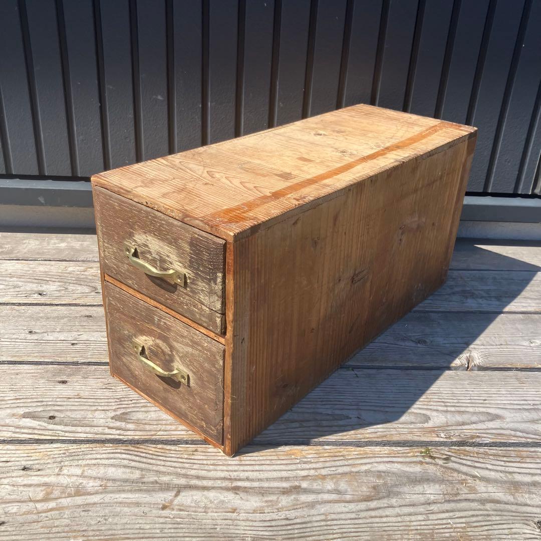 昭和レトロ アンティーク 古家具 道具箱 木製チェスト 2段 ミニ箪笥 タンス