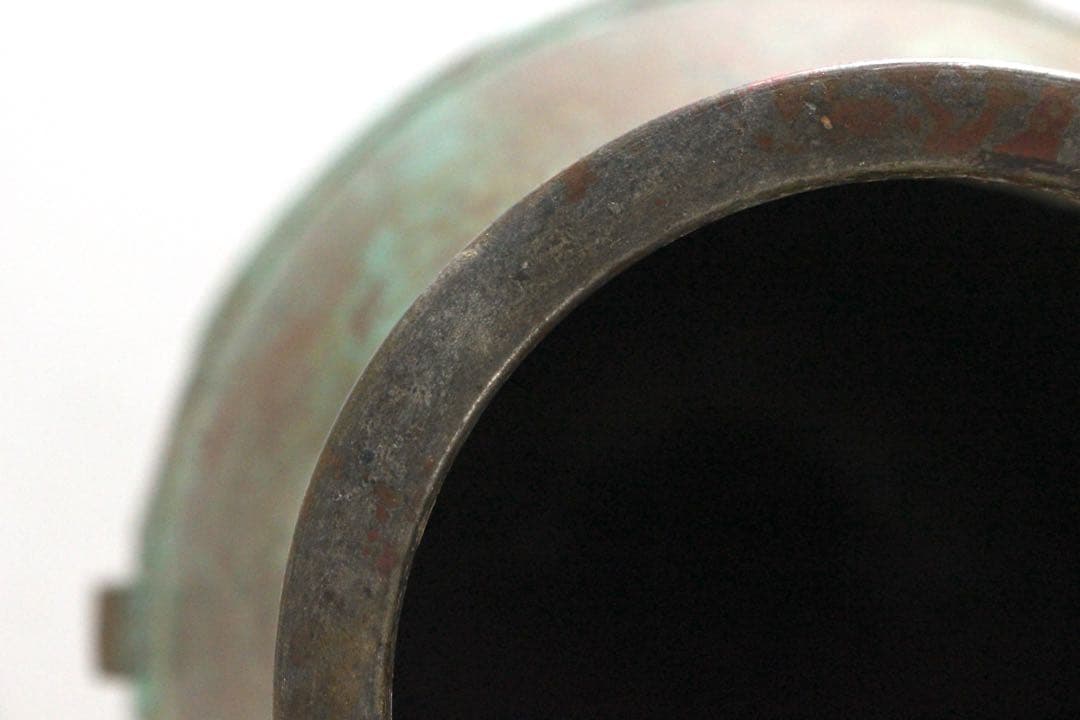 No5074 平安城鋳工　桂田浄雲造　饕餮文銅花器　高さ24.5cm 送料無料