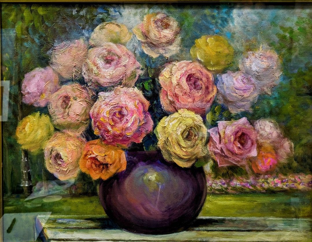 画家haru☆油彩画F６号☆薔薇☆真作☆原画★一点物☆