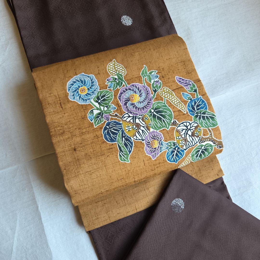 本場琉球紅型染　知念積元　紬名古屋帯