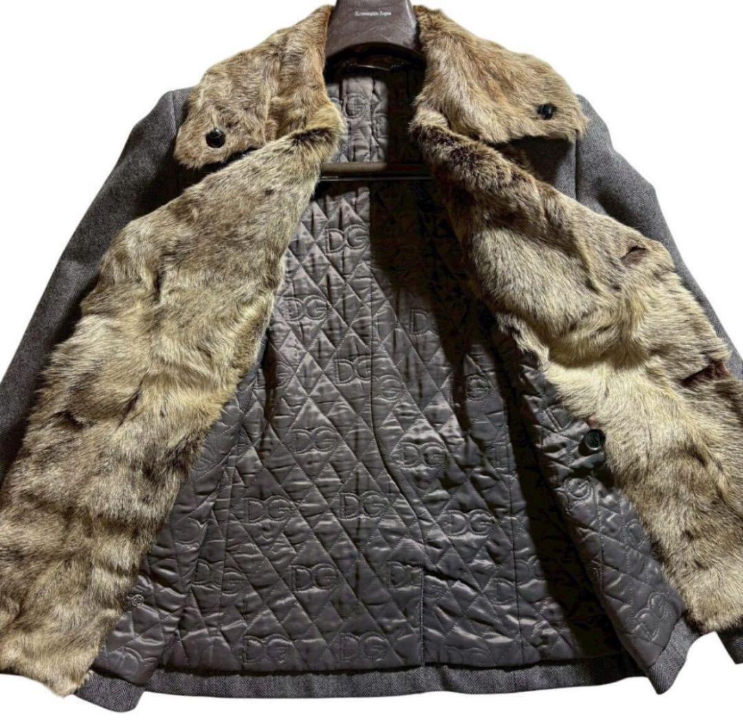 ドルチェ＆ガッバーナ ショートダブルファー付Pコート ジャケット キルティング