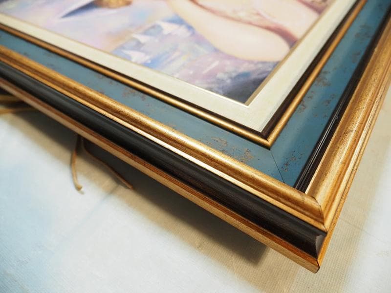 人物画　油絵　ベルナール・シャロワ　フランス　F6　額付き　手描き　肉筆