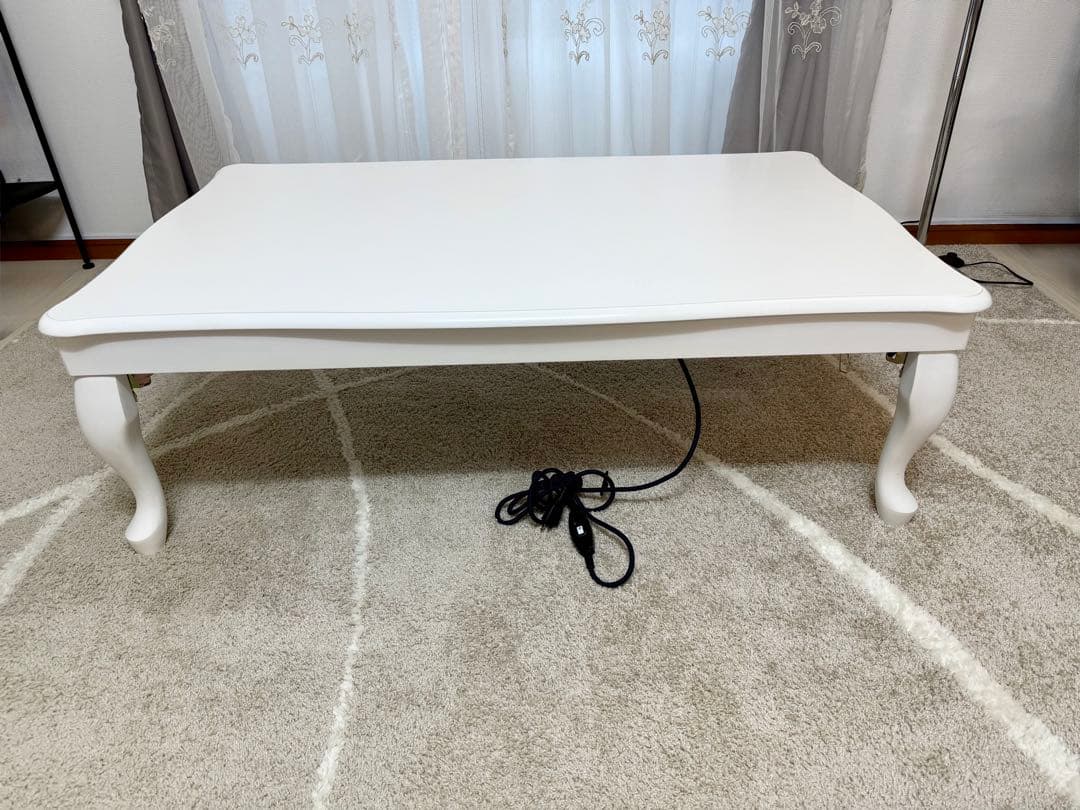 こたつ 120×75 ホワイト 猫脚 折れ脚