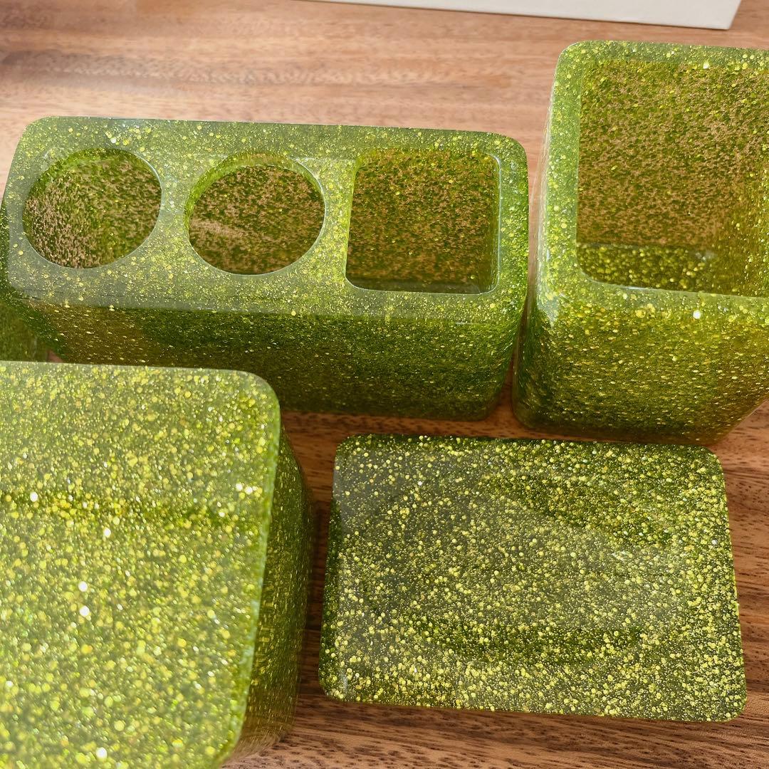 早い者勝ち❣️バスルームアクセサリーセット 5点 グリーン プレゼント おしゃれ