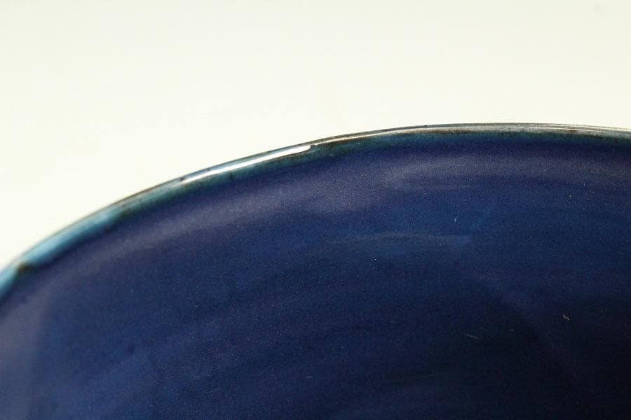 加藤巖作 藍彩茶碗 煎茶 美品 共箱(K-YC429)