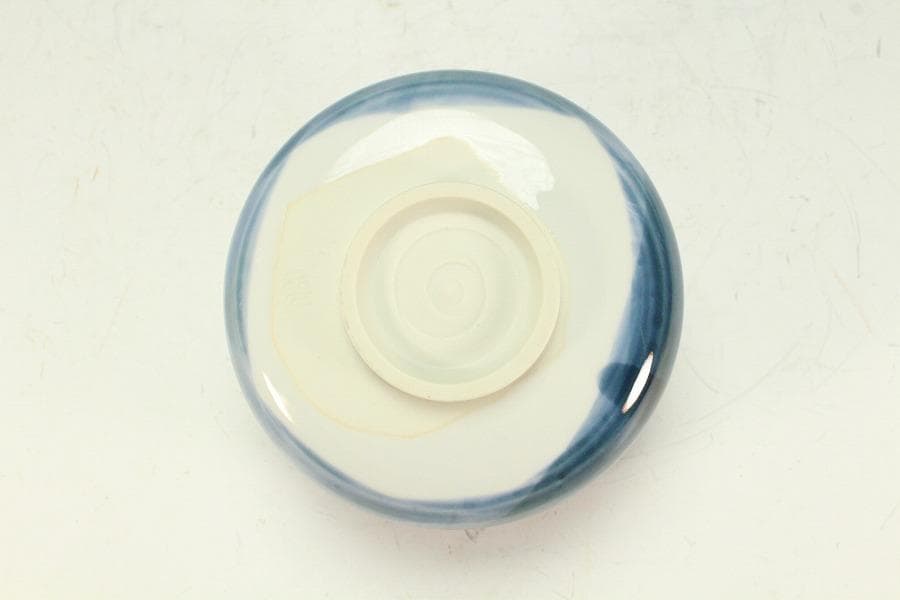 加藤巖作 藍彩茶碗 煎茶 美品 共箱(K-YC429)