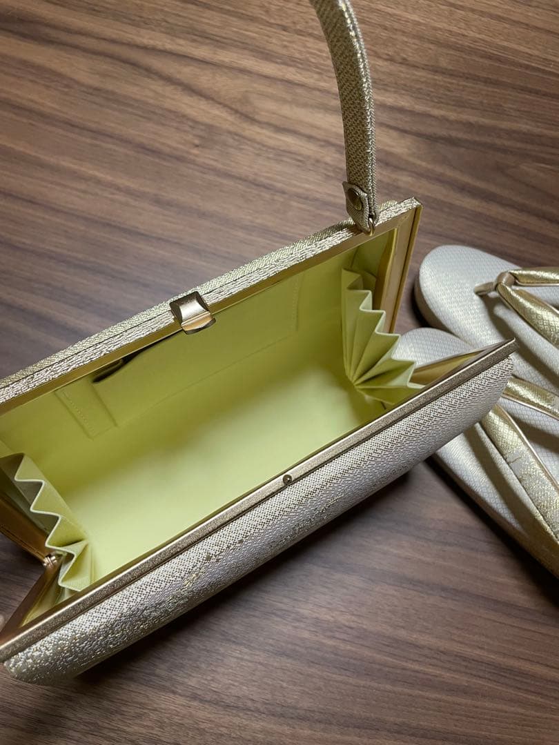 和装用　礼装　佐賀錦　Ｍ〜Ｌサイズ　留袖用 日本製 草履バッグ ゴールド 花柄