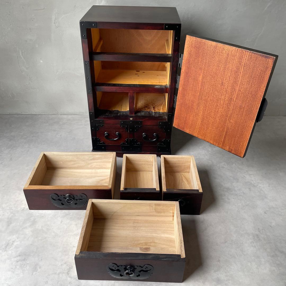 仙台箪笥　時代箪笥　和風家具　キャビネット　木製　レトロ　鍵つき