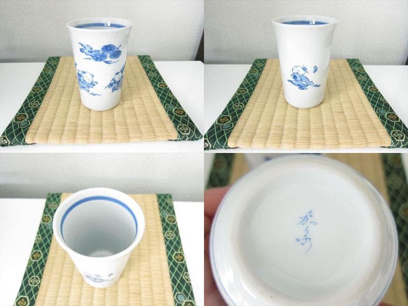 新品 三川内焼　4点セット 唐子絵　白磁 手描き 3点 急須 醤油さし 湯呑