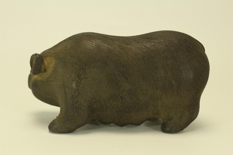 中国美術 紫泥 猪 細密 置物 骨董(LC982)