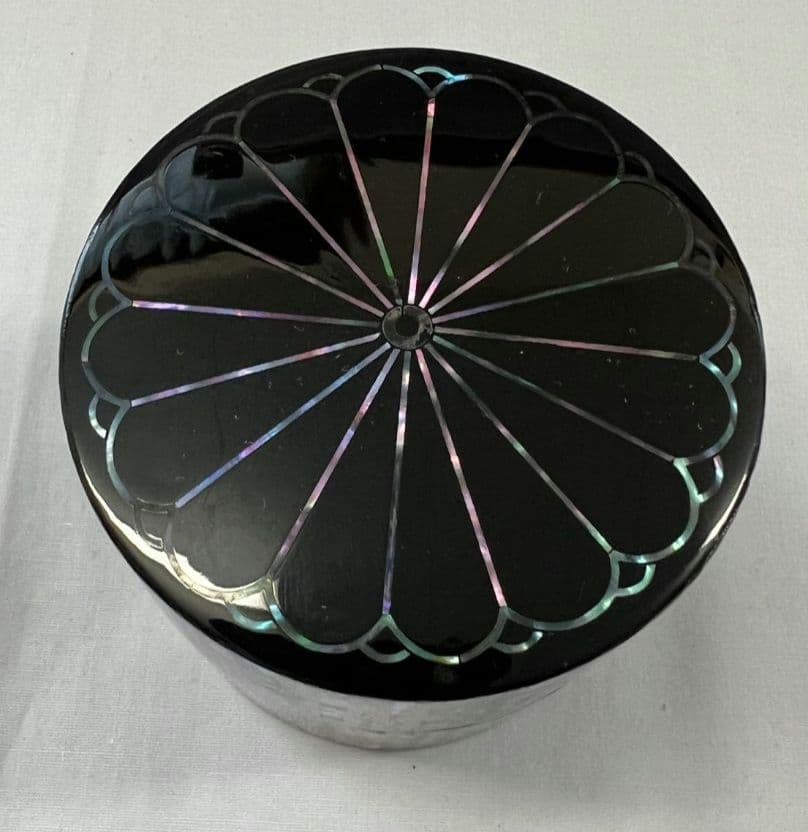 螺鈿細工菊中次(棗) 北島昭峰(昭夫) 茶道具