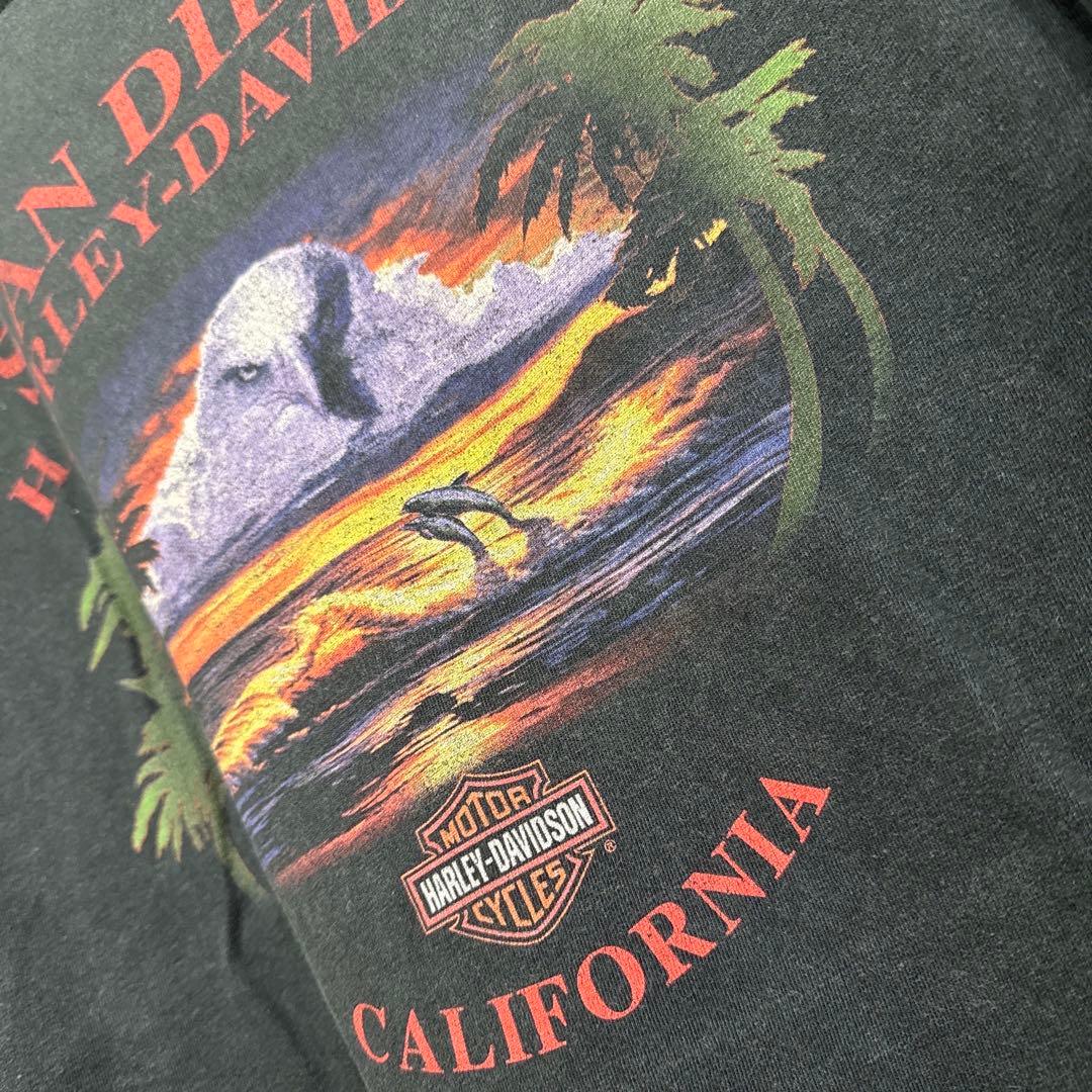 レオナルド　ハーレーダビッドソン イーグル両面 USA製 フェード黒 L