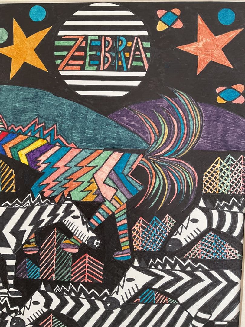 肉筆ペン画！1996年6月Yamitaro作タイトル「ZEBRA」