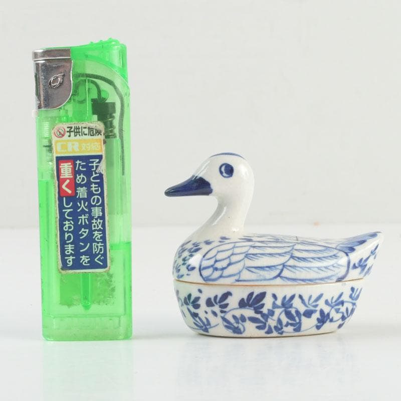 茶道具　染付　鳥形　香合　時代箱　V　9526