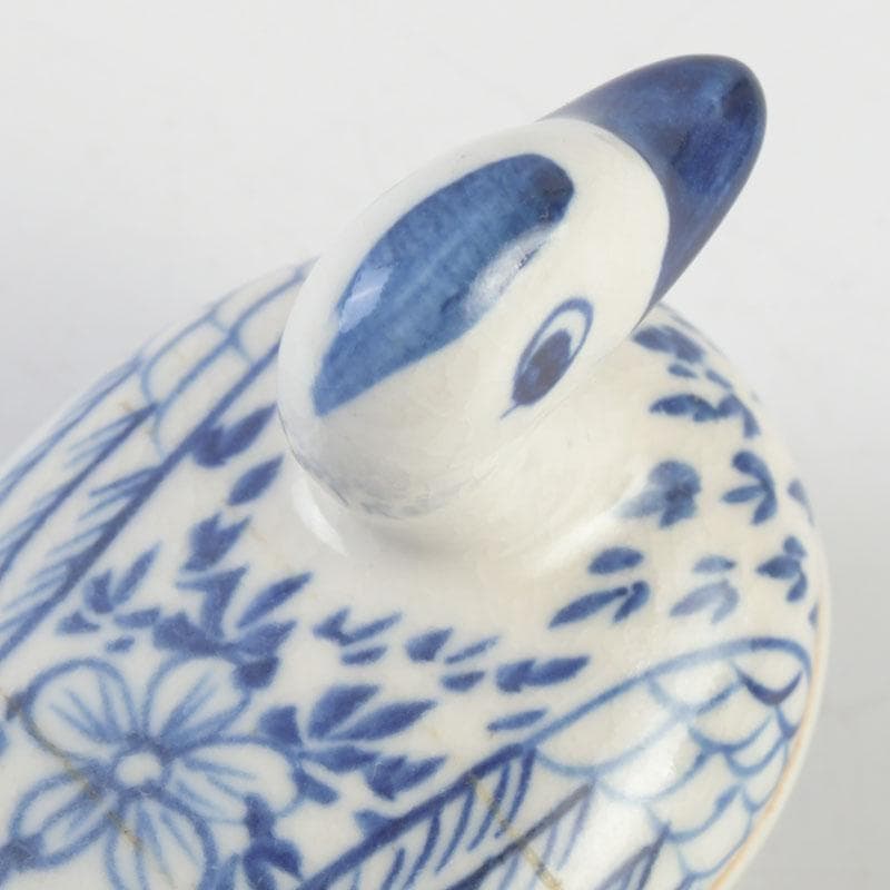 茶道具　染付　鳥形　香合　時代箱　V　9526