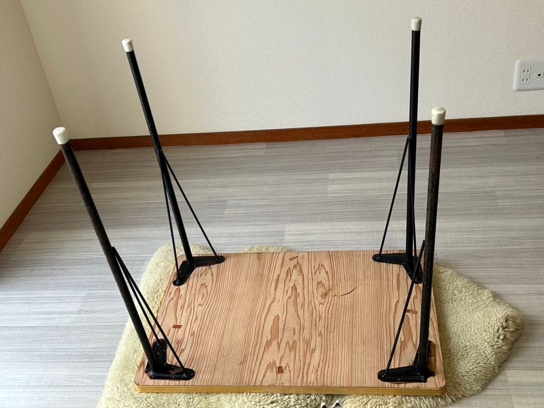 昭和レトロ　ポップ　花柄　鉄脚テーブル　ヴィンテージ　作業台　ダイニング　机