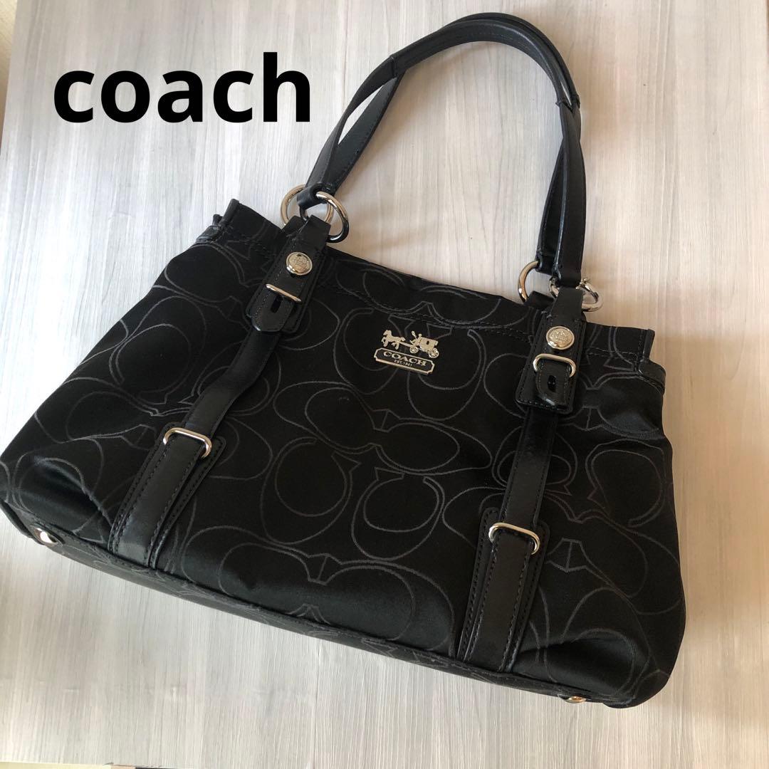 【美品】coach コーチ 黒 ナイロン バッグ